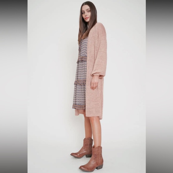 142. Cardigan Long Coral Ballon Sleeve Knit Oversized 
S/M & M/L Available NEW - Picture 6 of 6